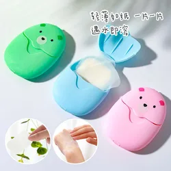 New 50pcs/box Cute Travel Disposable Boxed Soap Paper Portable Hand Washing Box Scented Slice Sheets Mini Soap Paper