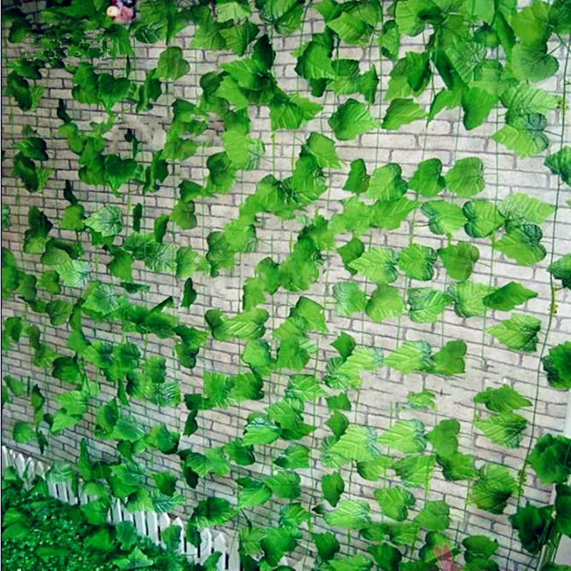 360pcs/lot Artificial Plants Grape Garland Greens Rattan Plastic Vines Hanging Silk Greenery Leaf Garden Wedding Wall Decor