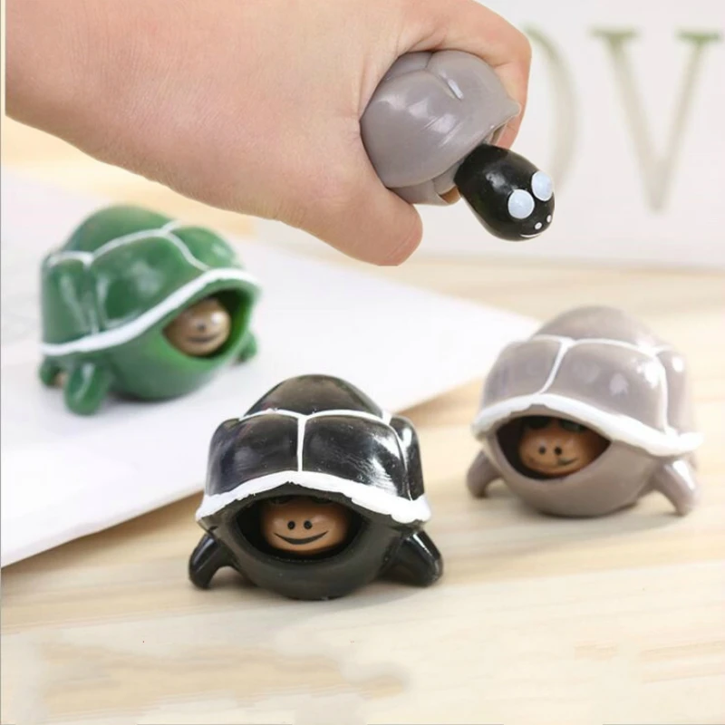 Squeeze Out Head Tortoise Funny Shrink Head Tortoise Squeeze Vent Decompression Tricky Children Adult Toys Stress Toy Keychain