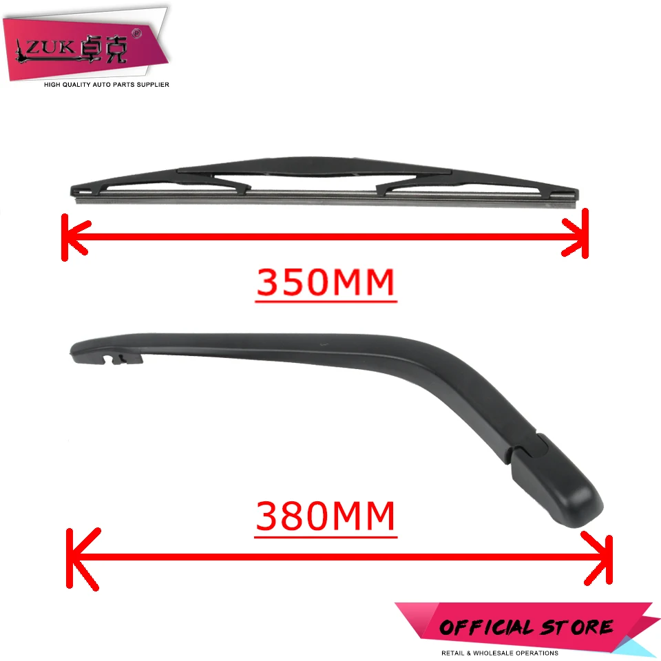 ZUK 2PCS Rear Windshield Wiper Arm & Blade 350MM For HONDA FIT JAZZ 2005 2006 2007 2008 GD1 GD3 OE# 76720-SAG-H01 76730-S2X-003