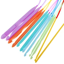 12 Pezzi/set 47 Pollici di Plastica Afghani Tunisini Aghi Tappeto Crochet Hooks Set 3.5-12 millimetri