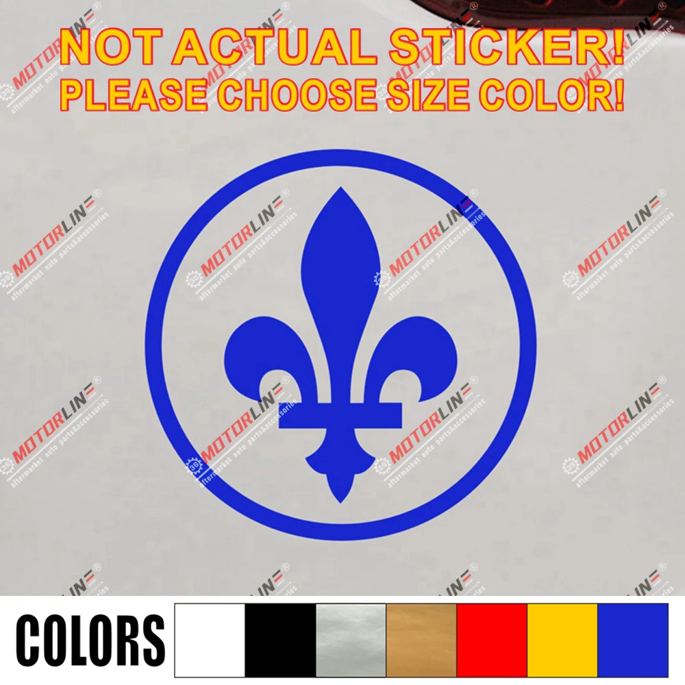 Quebec Fleur de Lys Decal Sticker Flag Canada Car Vinyl pick size color round