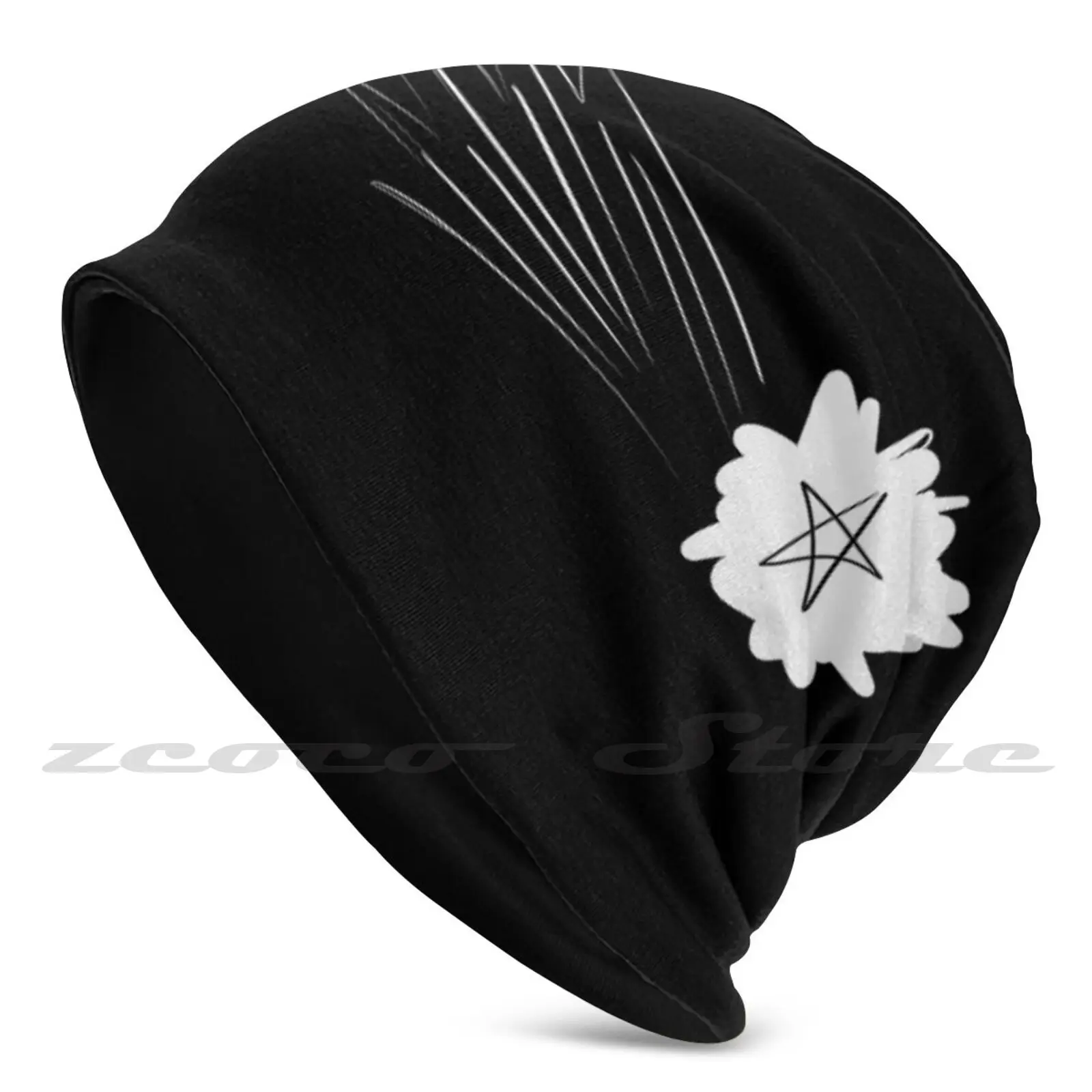 The Star Personalized Pattern Knit Hats Plus Size Elastic Soft Cap Star Space Black And White Starry Eyed Galaxy Glow Bright