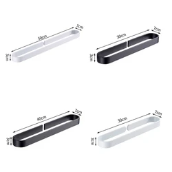 Black/White Aluminum Slipper Clip Simple Style U Pattern Nail-free Glue Towel Rod Holder for Bathroom And Kitchen Pot Cover Rack