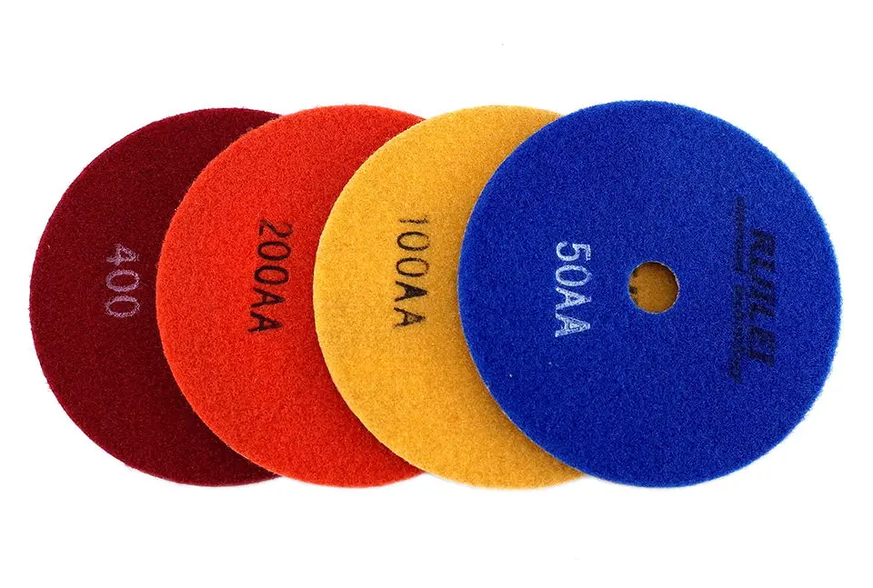 RIJILEI 4 Stück Super 5 Zoll Nass-Polierpads 125mm Kupferbindung-Polierpad für Granit Marmor Beton Bodenschleifscheibe – Detail 2