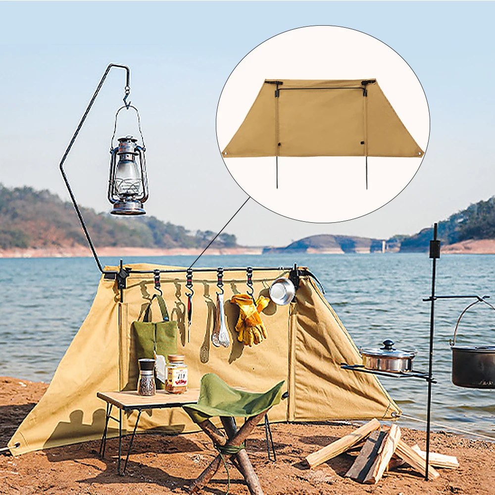 Camping Windshield Stand Outdoor Cooking Stove Windscreen Thick Canvas Cloth Traveling Barbecue Picnic Bonfire Wind Deflector