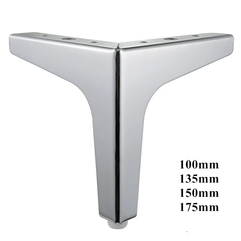 

4pcs/lot Triangular Metal Furniture Leg Support Silver Coffee Table Legs Sofa Foot Furniture Accessories Rubber Foot Bed Riser