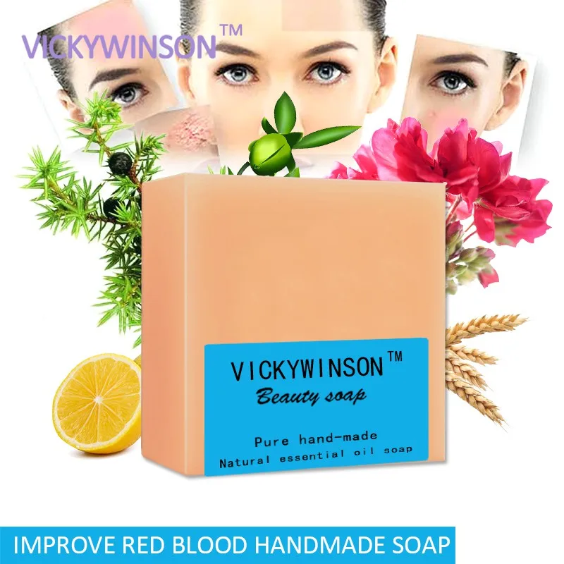 VICKYWINSON Improve red blood essential oil handmade soap 100g Improve dilation of facial microvessels detoxify sensitive rednes