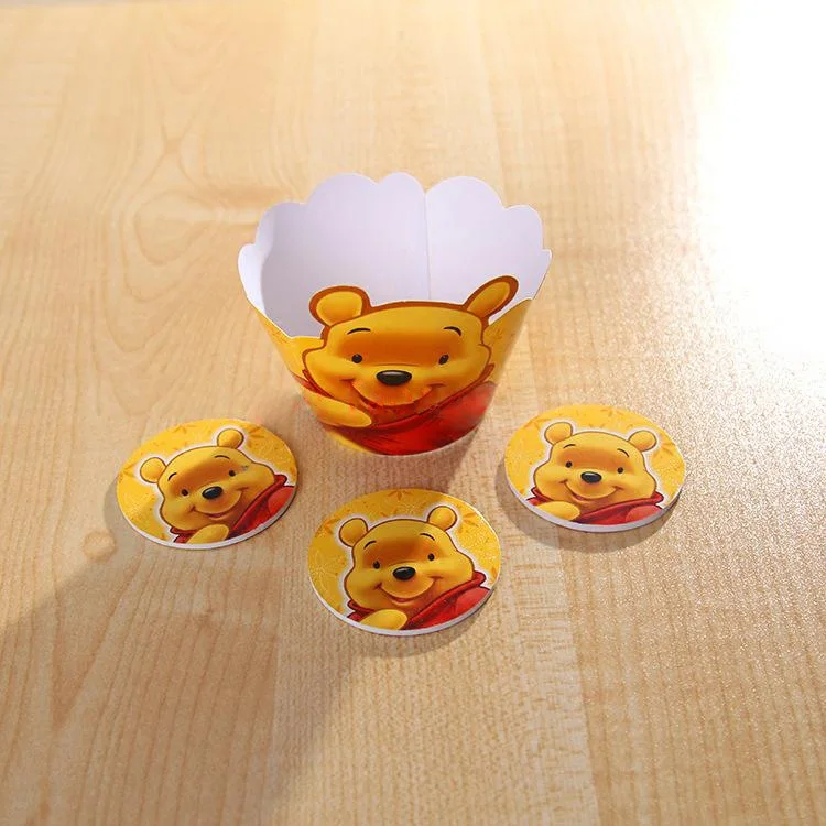 Disney Winnie the Pooh Theme Party Supplies 12pcs wraps+12pcs toppers Cupcake Wrappers Toppers Kids Birthday Party Decoration