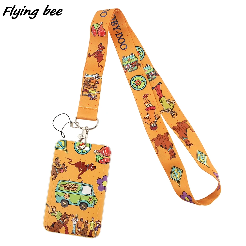 Flyingbee X1676 Funny Cartoon Dog Lanyard Card ID Holder Car KeyChain ID Card Pass Gym Phone Badge Key Ring Holder Jewelry