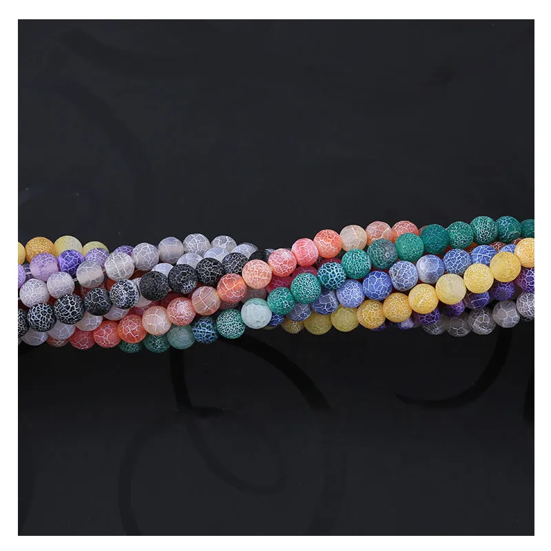 Natural Mysterious Nature Stone Frost Cracked Dream Fire Dragon Veins Agat Beads DIY for jewelry Bracelet Necklace Accessories