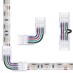 5PCS RGB RGBIC 12V Led Strip Light Quick Connector 3Pin 4Pin 10mm I L Shape Corner Connection Welding Free Connectors