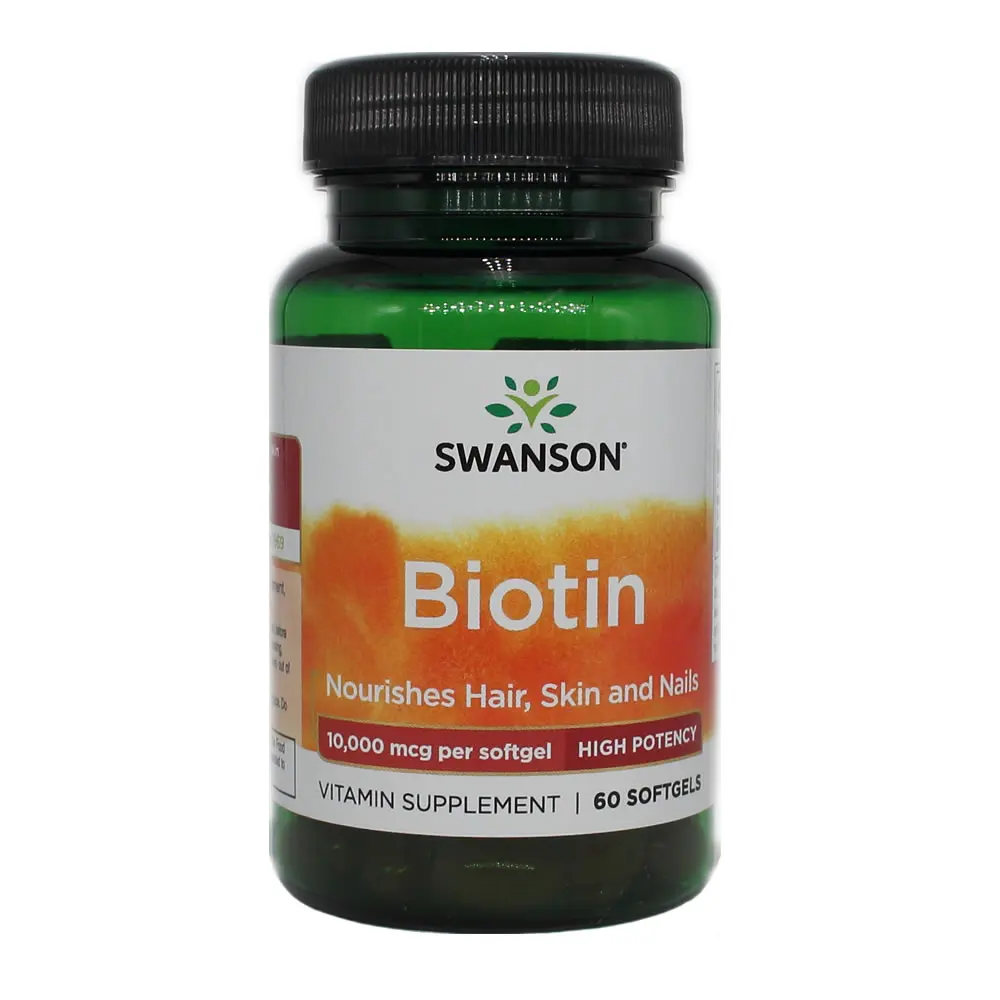 

Free Shipping Swanson Biotin Nourishes hair,skin and nails 10,000 mcg 60 softgels