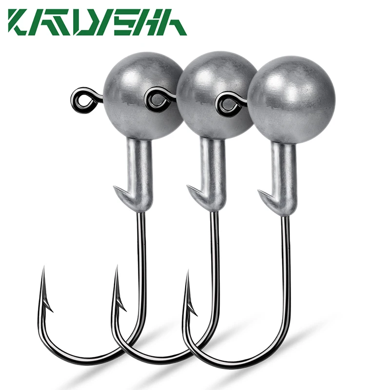 

KATYUSHA 50Pcs/lot Jigging Head Fishhooks 1-1.5-2-2.5-3.5-5-7-10-12-14-20g Jig Head Fishing Hooks High Carbon Steel Jig Hooks