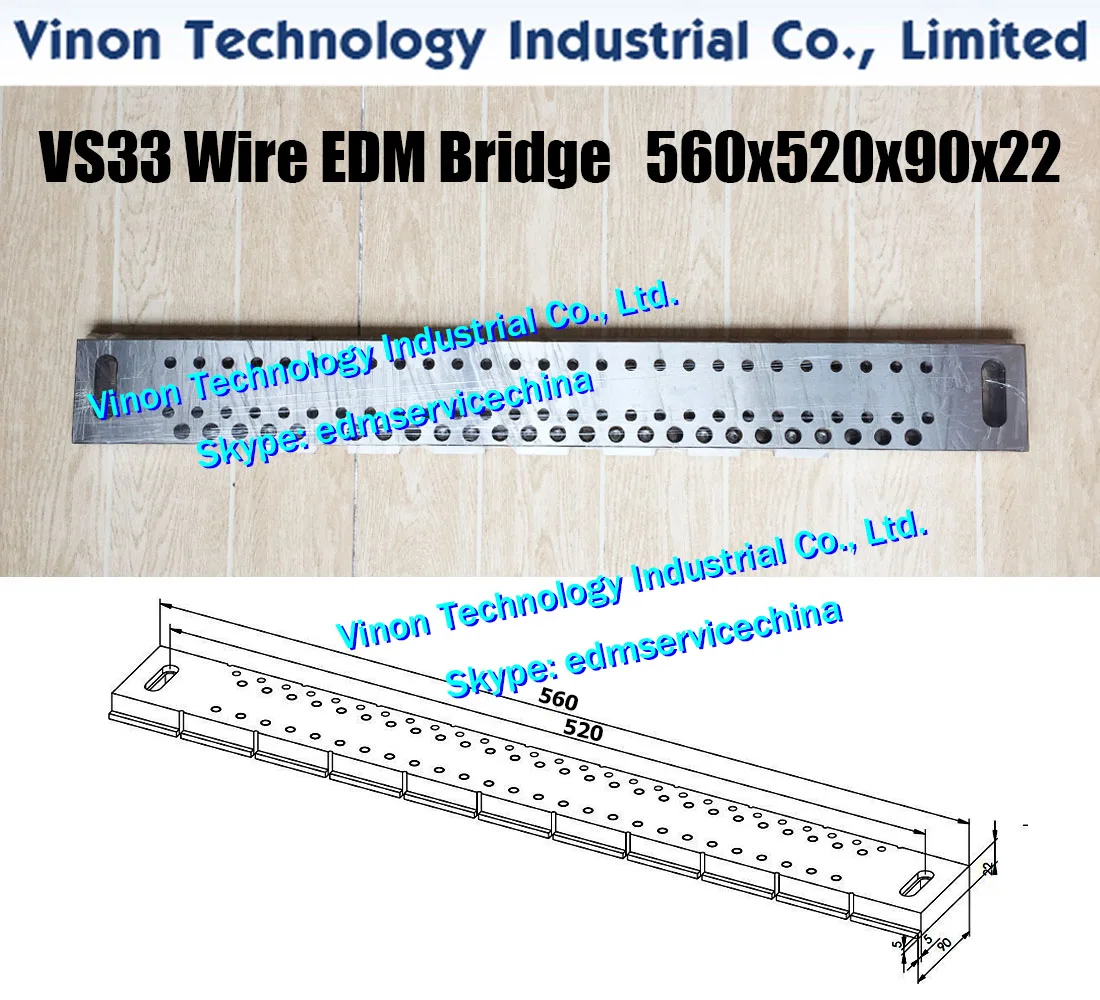 VS33 Wire EDM Bridge L=560x520x90x22mm, Precision Wire-cut Bridge 560mm Long (Stainless Steel), edm jig tools for S odick A325