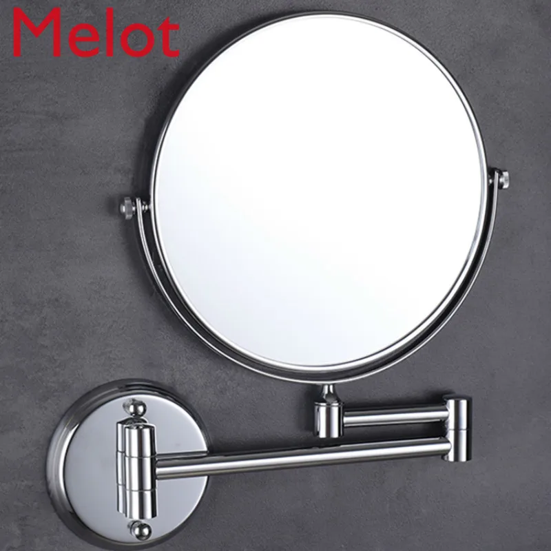 Bathroom Mirror Wall-Mounted Hotel Telescopic Mirror Folding Rotating Hairdressing Mirror Double-Sided Zoom Punch-Free