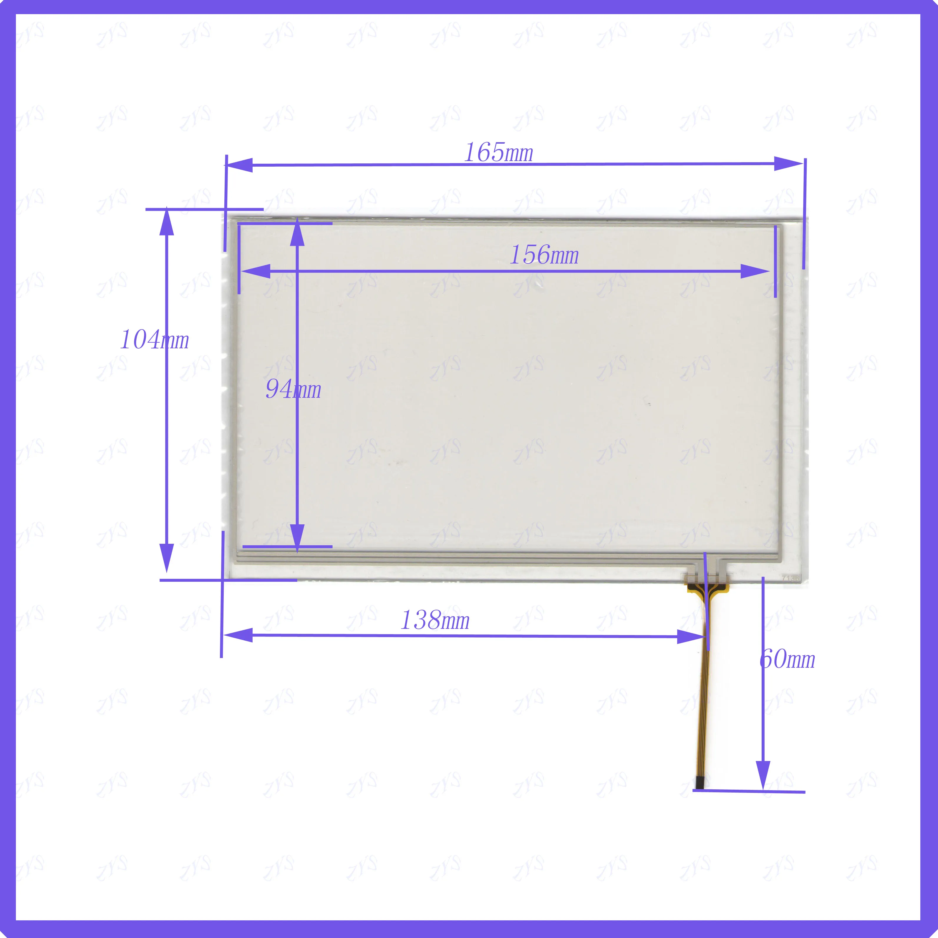 ZhiYuSun 7136 165*104mm  Line spacing 0.5mm  Contact point up 7inch  Touch sensor glass Resistance screen