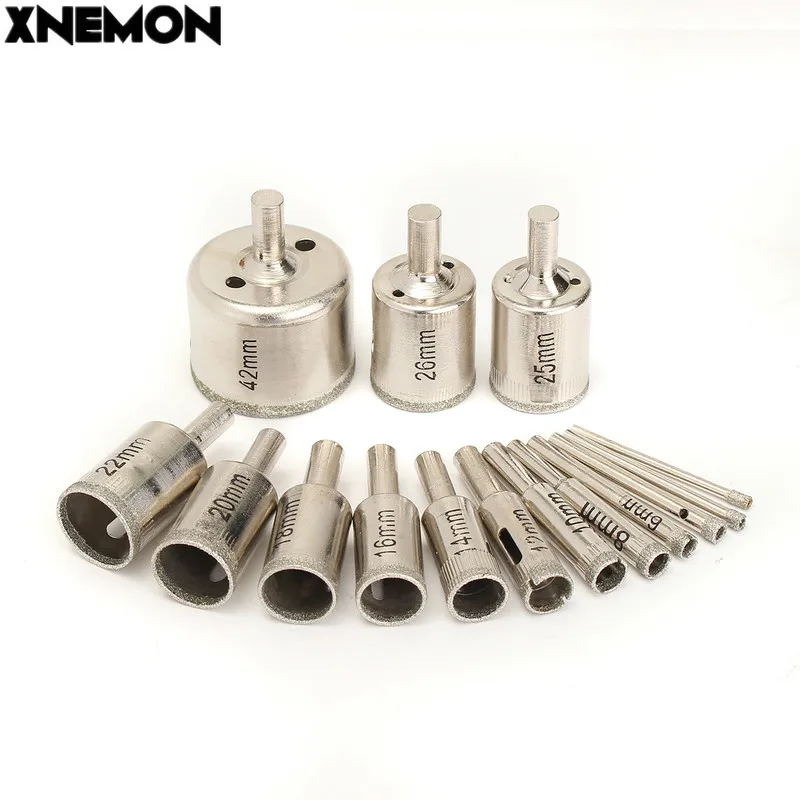 XNEMON 15Pcs 3-42mm Diamant Boor Set Gatenzaag voor Glas Hout Mentale 3 4 5 6 8 10 12 14 16 18 20 22 25 26 42mm