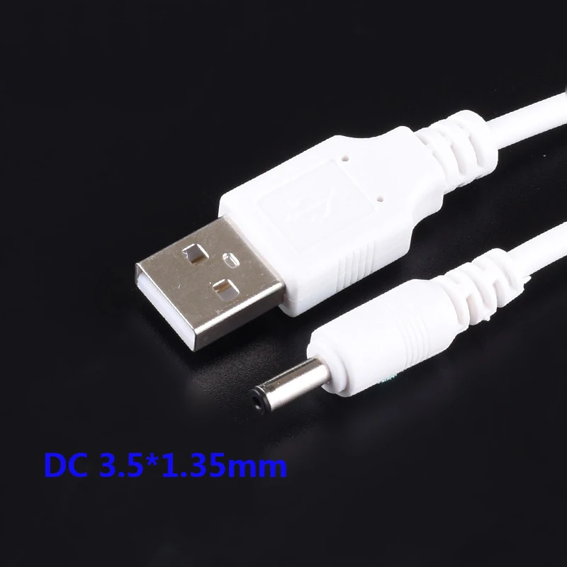 DC Power Plug USB Convert To 3.5*1.35mm/DC 3.5*1.35 White Black L Shape Right Angle Jack With Cord Connector Cable