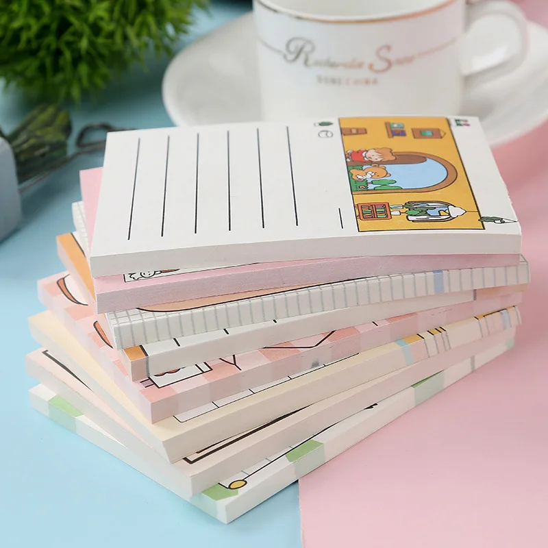 SIXONE 50 Sheets Cartoon Girl Memo Pad Korea Student Diary Stationery Plan paper Kawaii notebook office & school supplies