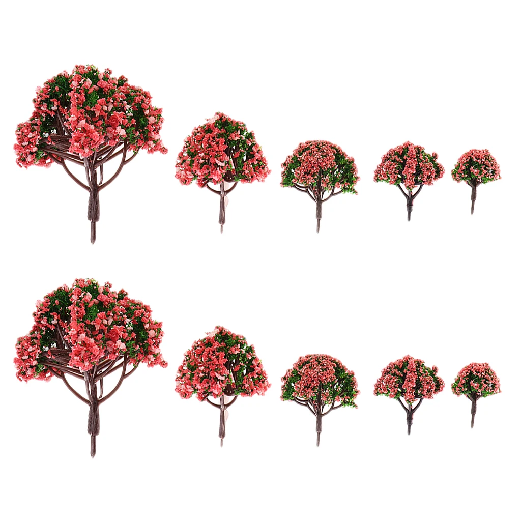 10pcs Modello Floreale Alberi Cespugli di 3-8cm Rosso Treno Ferrovia Architettura Diorama HO N Z Bilancia per artigianato FAI DA TE o la Costruzione di Modelli