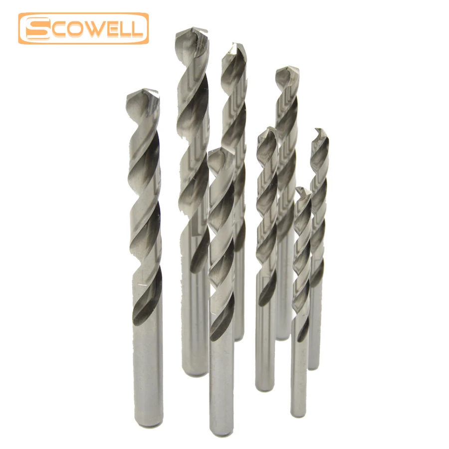 SCOWELL 19 pz Punte elicoidali in acciaio ad alta velocità a terra piena Set 1.0 ~ 10mm HSS P6M5 Jobber Punta da perforazione Punte per metallo Foro aperto