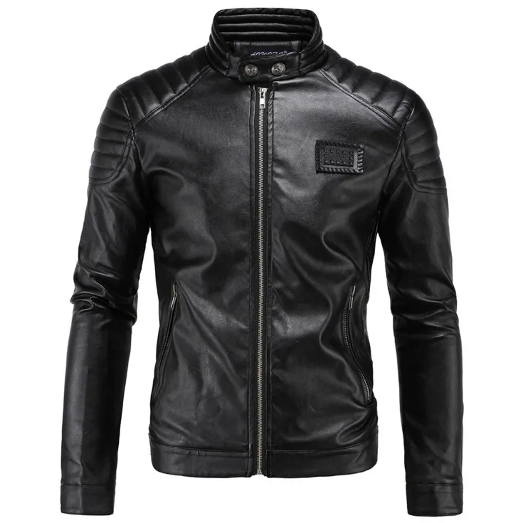 

New Trend Motorcycle Leather Jacket Embroidery Men Leather Jackets and Coats Fashion Slim PU Outwear Black Biker Jacket Male 5XL