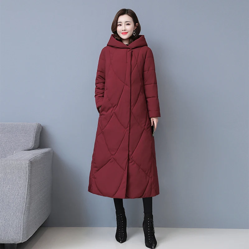 Women Down Parka Women\'s 2024 Winter New Loose Cotton Padded Coat Long Knee Length Down Cotton Jacket Woman Plus Size 6XL Jacket