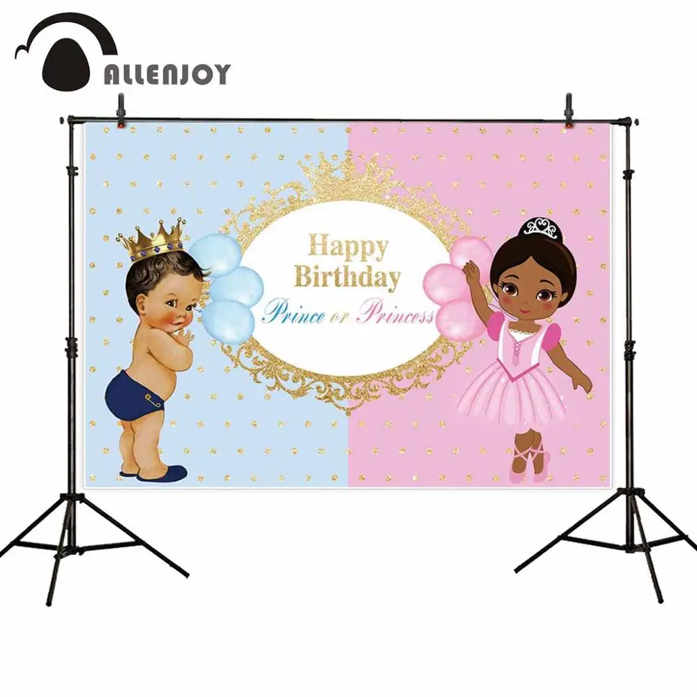 Allenjoy Gender Reveal Party Photophone Happy Birthday Prince Or Pincess Photography Backgrounds Ballet Girl Crown Boy Wallpaper