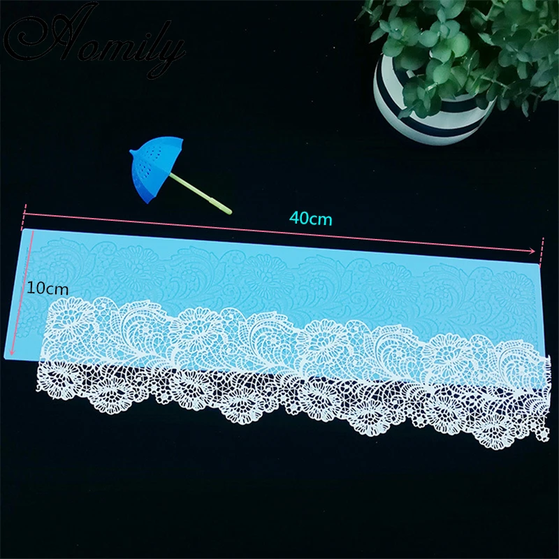 Aomily Flower Lace Mold Wedding Cake Border Fondant Decoration Tools Cake 3D Mold Food Grade Silicone Mat Mould Baking Mold