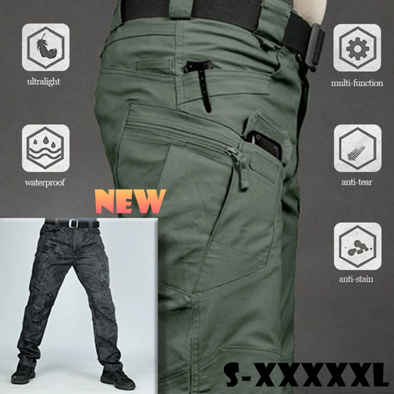 Men Casual Cargo Pants Elastic Classic Outdoor Hiking Trekking  Tactical Sweatpants Camouflage Hunting Many Pocket Trousers