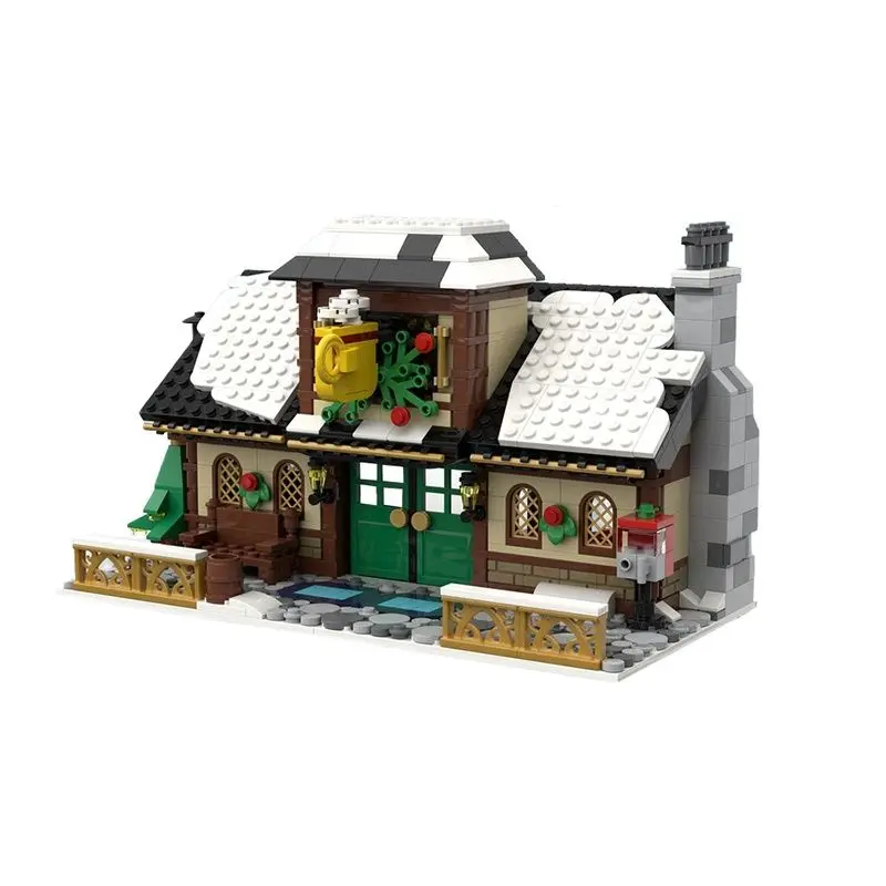 

MOC Christmas Series Winter Village Scene Holiday City Train Reindeer Friends Building Blocks Bricks Claus Toys For Kids Gift