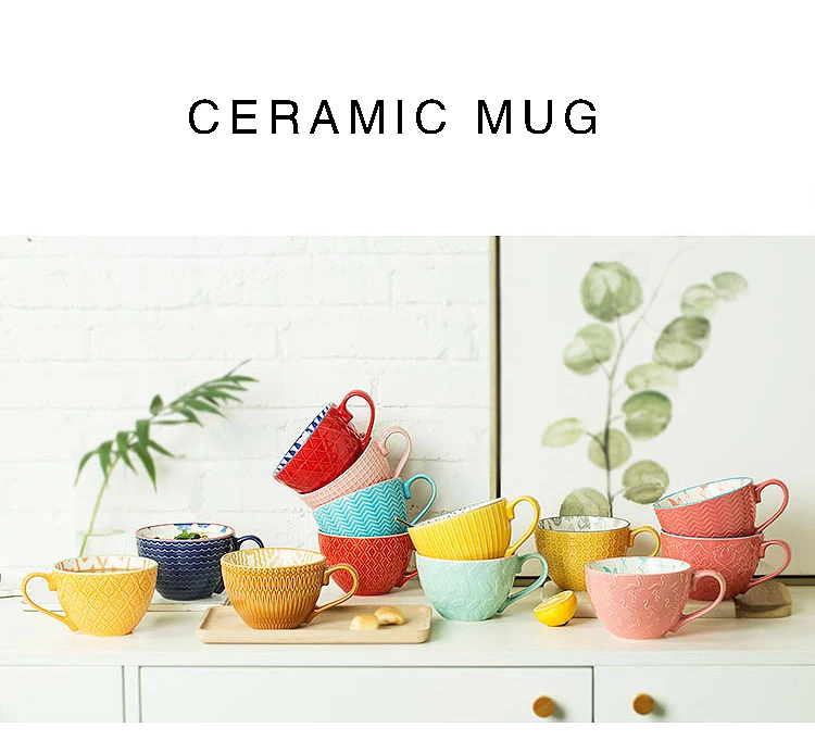European Style Ceramic Coffee Cups Milk Tea Breakfast Mug Cappuccino Flower Cups Latte Kitchen Tableware High-grade