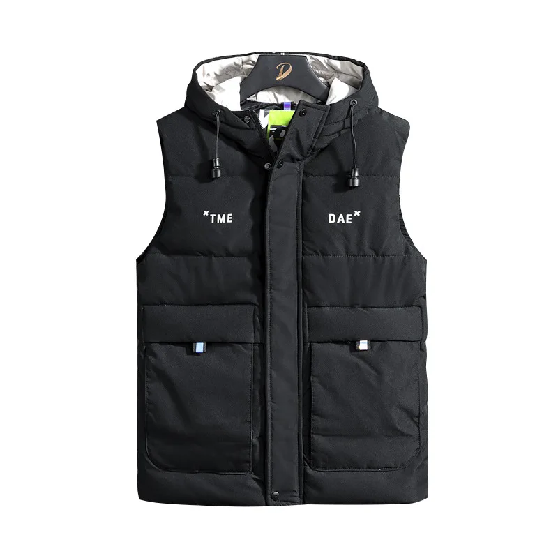 Autumn and winter new hooded down cotton vest for men Korean fashion warm vest thickened cotton jacket jacket for men
