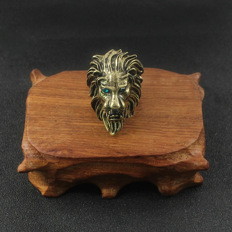 Vintage Animal Ring Lion Head Rings Domineering Blue Eyes Retro Punk Lion Ring Steampunk Bronze Rings Men Jewelry Drop Shipping