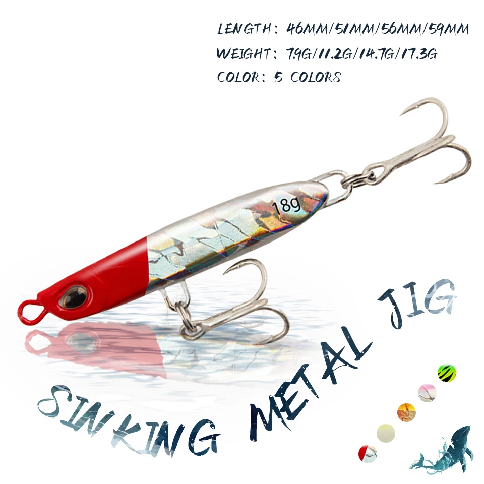 KoKossi 1PCS 9G/12G/15G/18G Pencil Sequin Lead VIB Fishing Hard Lures Artificial Fake Bait Fish Metal Sinking Fishing Tackle