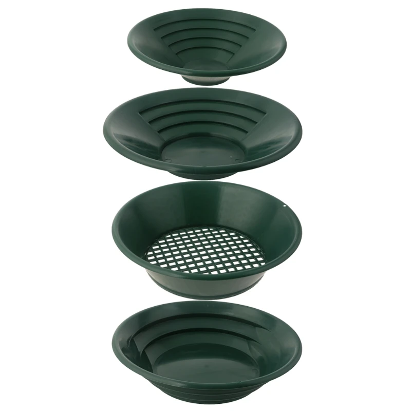 4 pcs Plastic Green Color Gold Pan Used for Mining and Sieving Pan Suitable for Gold Filtering in Rivers and Waters