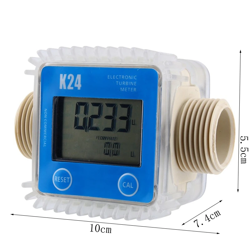 1 Pcs K24 Lcd Turbine Digital Fuel Flow Meter Widely Used For Chemicals Water