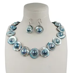 free shipping,nature MABE hat baroque pearl shape jewelry set 100% NATURE MABE PEARL NECKLACE-nice 925 silver pearl clasp