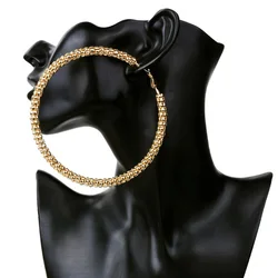 Wild Street Personality Vintage Golden Big Circle Hoop Earrings for Women Steampunk Ear Women Round Earring Party Jewelry 2023