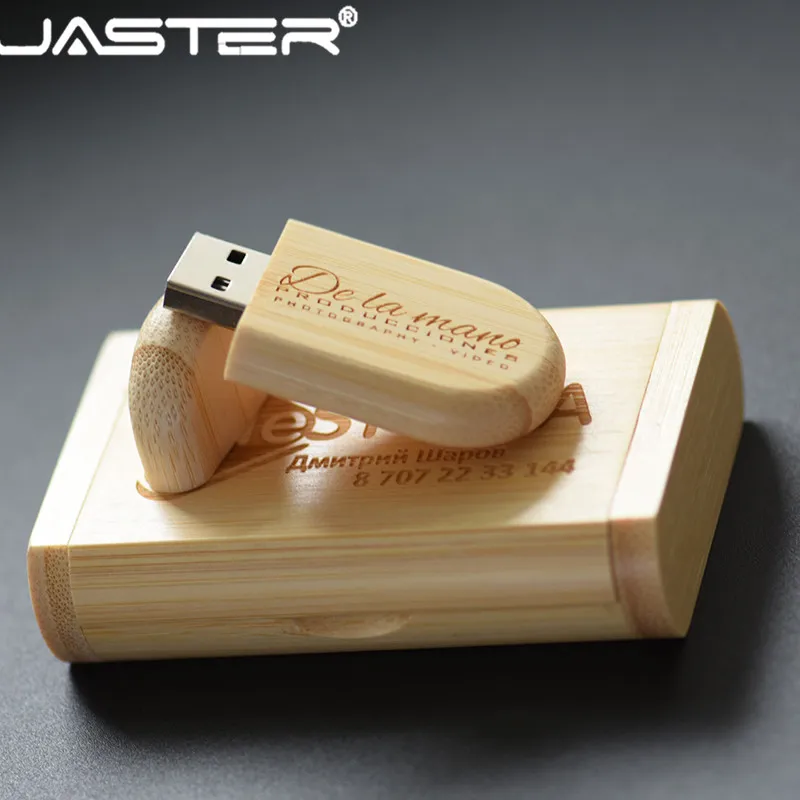 JASTER Free custom logo USB2.0 Pen Drives Wooden Beans Flash drive 32GB 64GB U Disk 16GB Memory stick Wedding Photography Gift