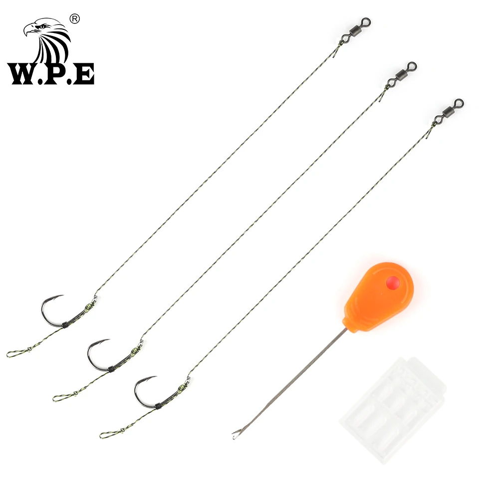 

W.P.E Boilie Telflon Carp Fishing Hook 2pack Carp Fishing 2#/4#/6# Hair Rigs Ready Made Baiting Needle Fishing Tackle Pesca