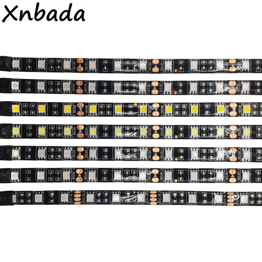 DC12V LED Strip 5050 60 LEDs/m Flexible Black PCB LED light RGB /Warm White/Red/Green/Blue/Yellow 1M 2M 3M 4M 5M Waterproof IP65