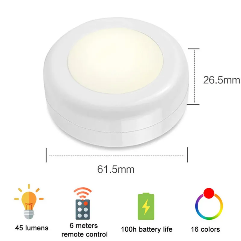 16 renk RGBW LED gece lambası kablosuz uzaktan kumanda pili dokunmatik sensör altında dolap lambası dolap mutfak duvar lambası 1 adet