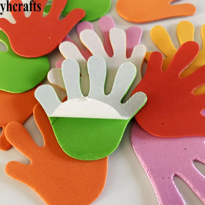 1bag/LOT.Hand shape foam stickers Kindergarten handmade ornament,Early educational crafts Scrapbooking kit Classic toy Wholesale