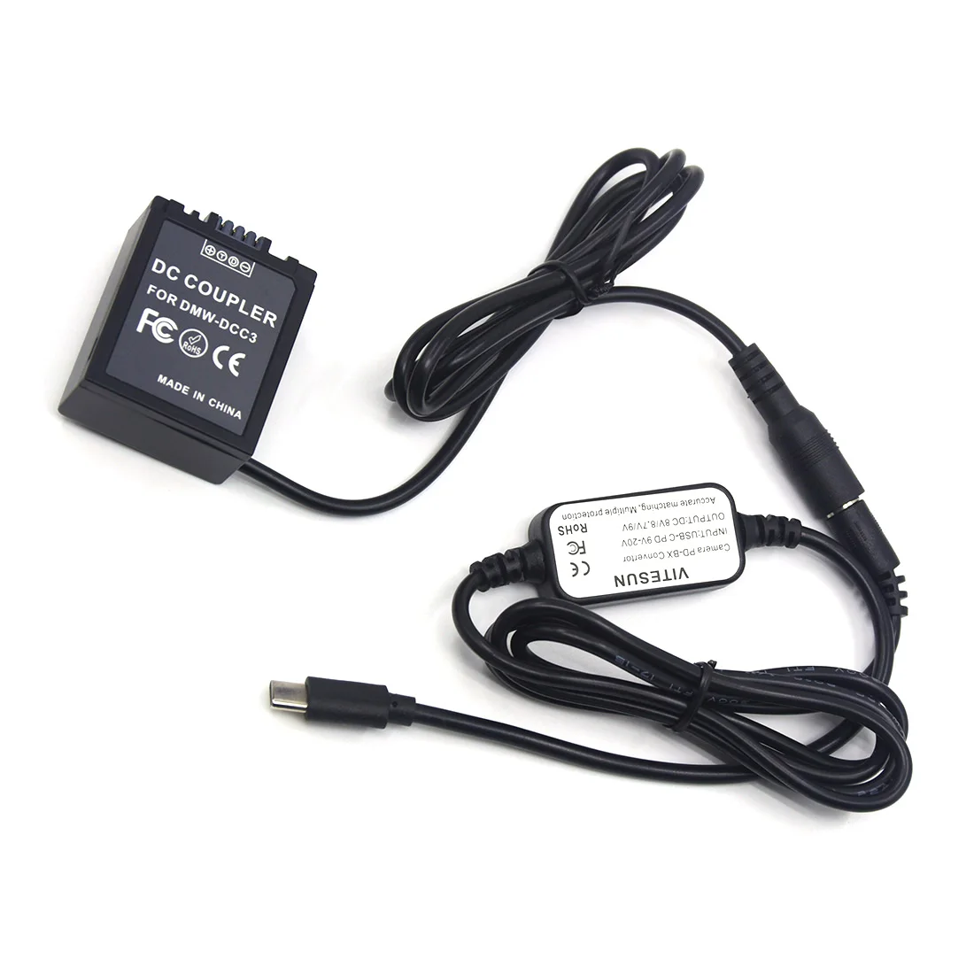 Usb tipo c USB-PD conversor para cabo dc + DMW-DCC3 dc acoplador DMW-BLB13 manequim bateria para panasonic lumix DMC-G1 gh1 gf1 g2 g10