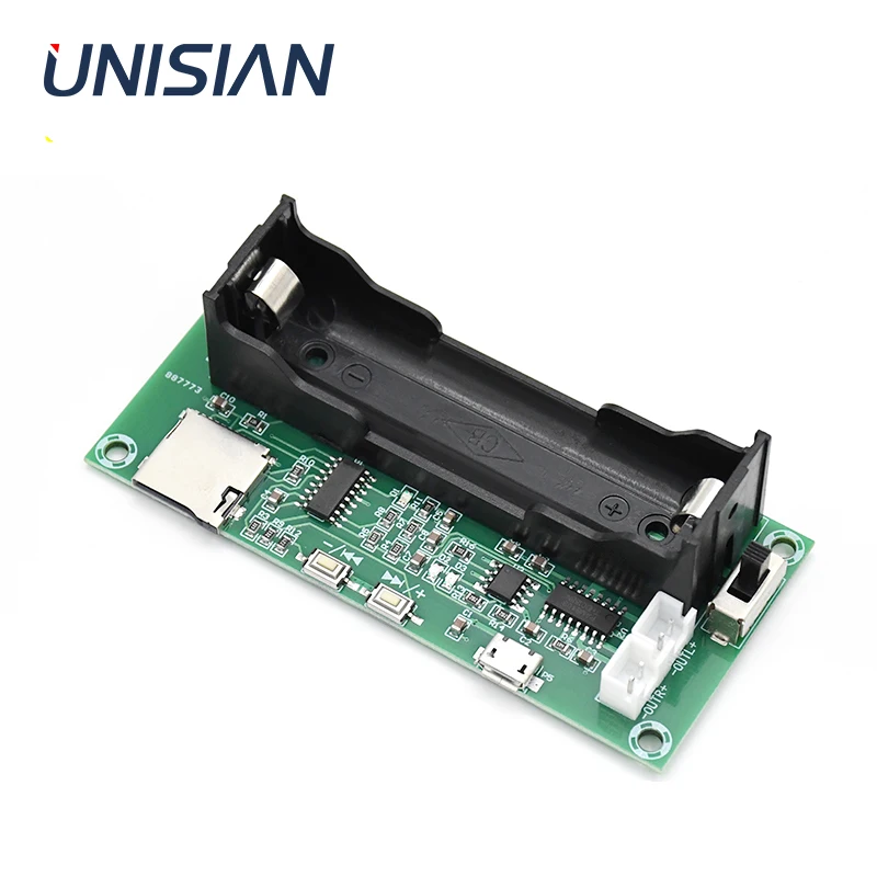 UNISIAN PAM8403 2.0 Mini Audio Power Amplifier Board 2X3W Dual channels Support TF Card signal input 18650 battery DC 5V 1A