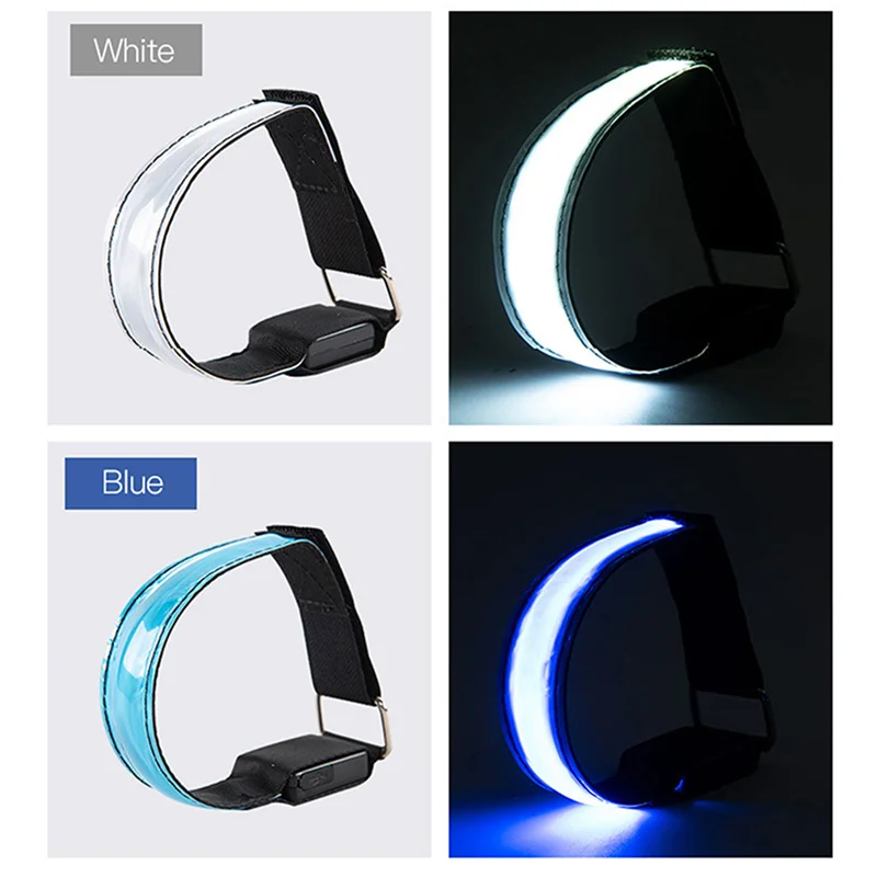 Brazalete LED ajustable para adultos, pulsera luminosa con luz de seguridad para correr, ciclismo, patinaje y Deportes