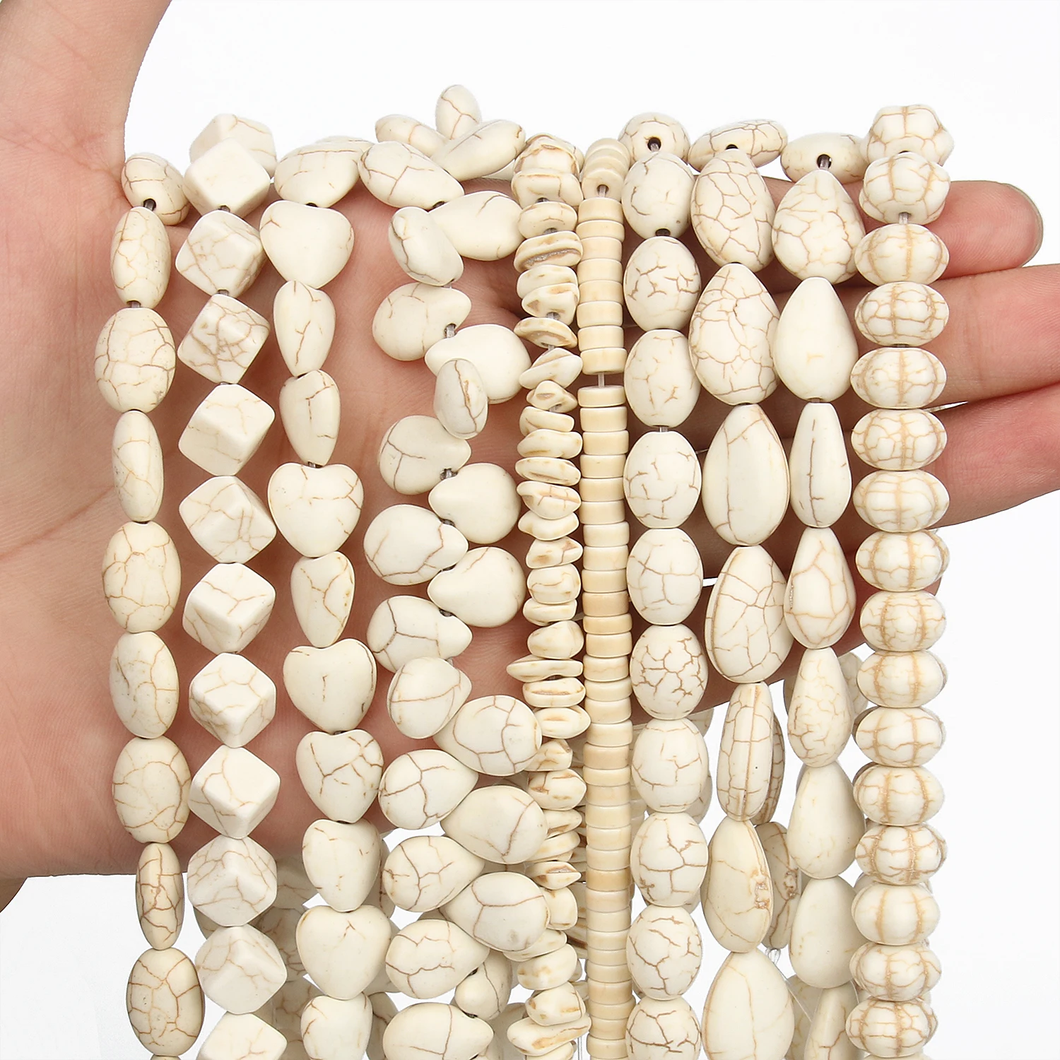 Natural Stone White Howlite Turquoises Beads Loose Spacer Beads For Jewelry Making DIY Charm Bracelets Earrings Accessories 15\