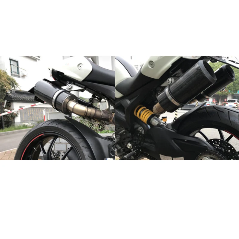 Monster 1100 696 Dual-outlet Slip-on Exhaust Set Motorcycle Mid Link Pipe 51mm Carbon Fiber Mufflers with DB Killer Escape 320mm